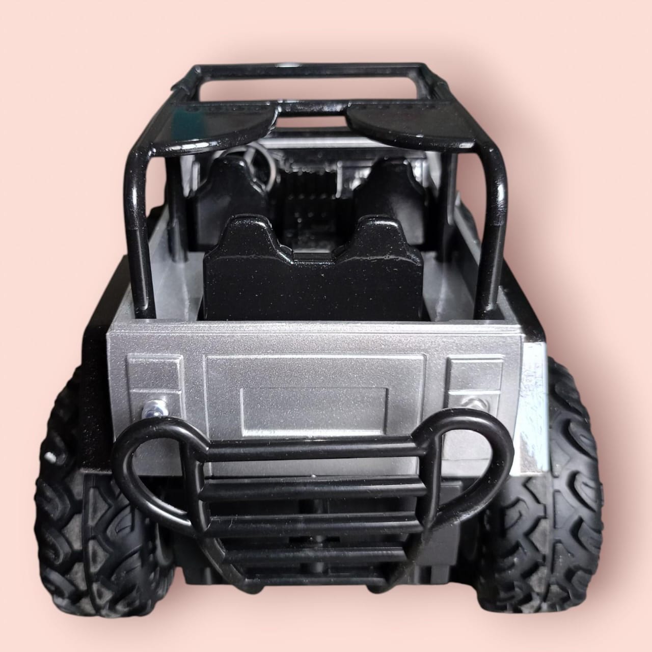 Remote Control Monster Jeep Toy – Metallic Silver with Big Wheels thumbnail