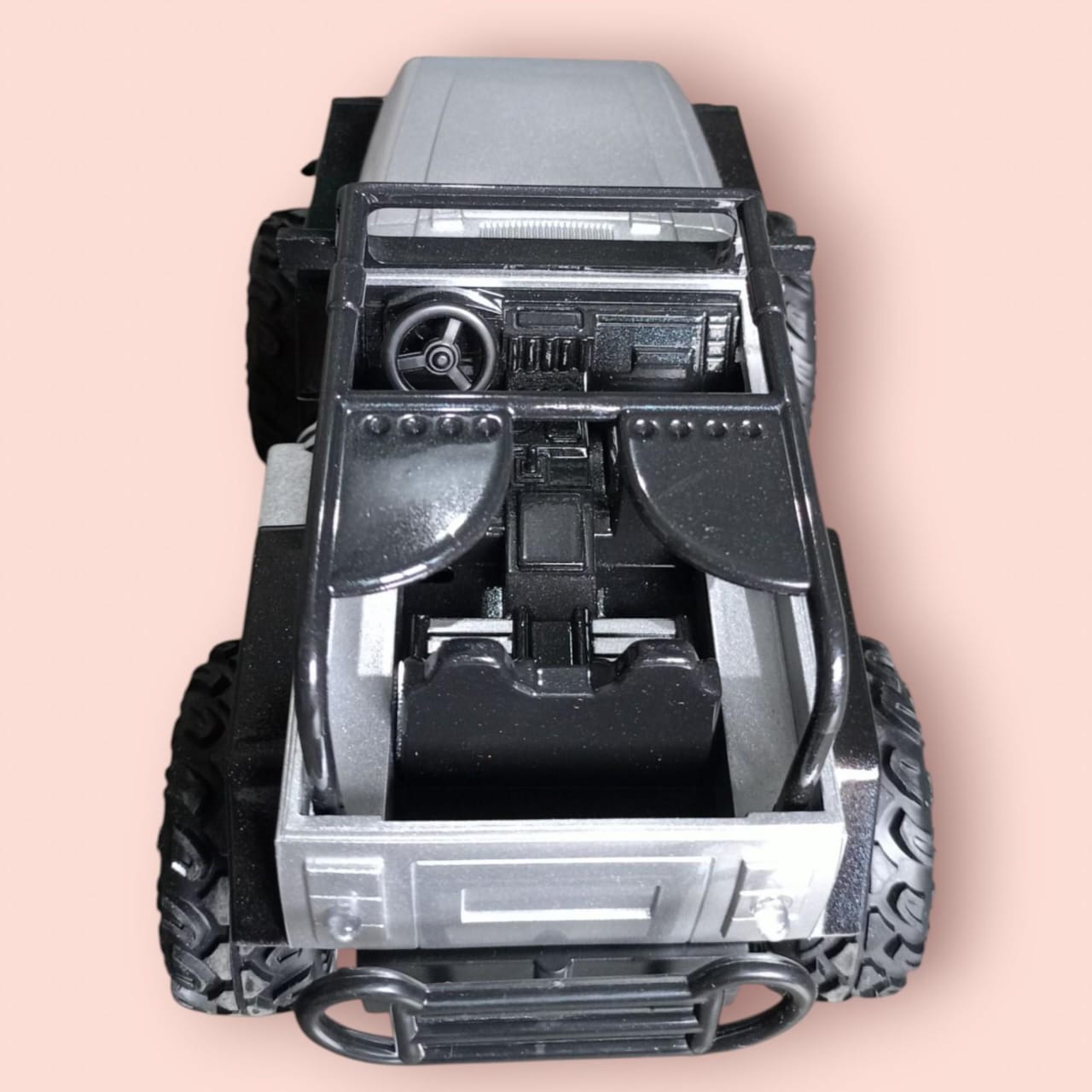 Remote Control Monster Jeep Toy – Metallic Silver with Big Wheels thumbnail