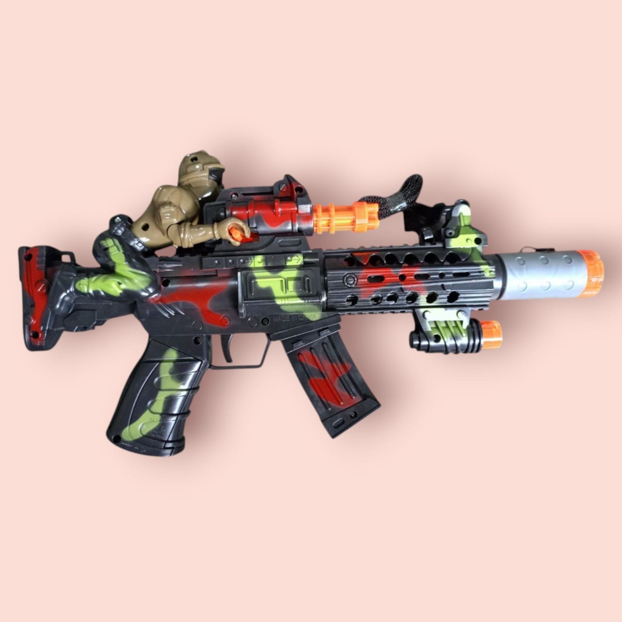 Combat Mission Toy Gun with Soldier Figure – Camouflage Edition
