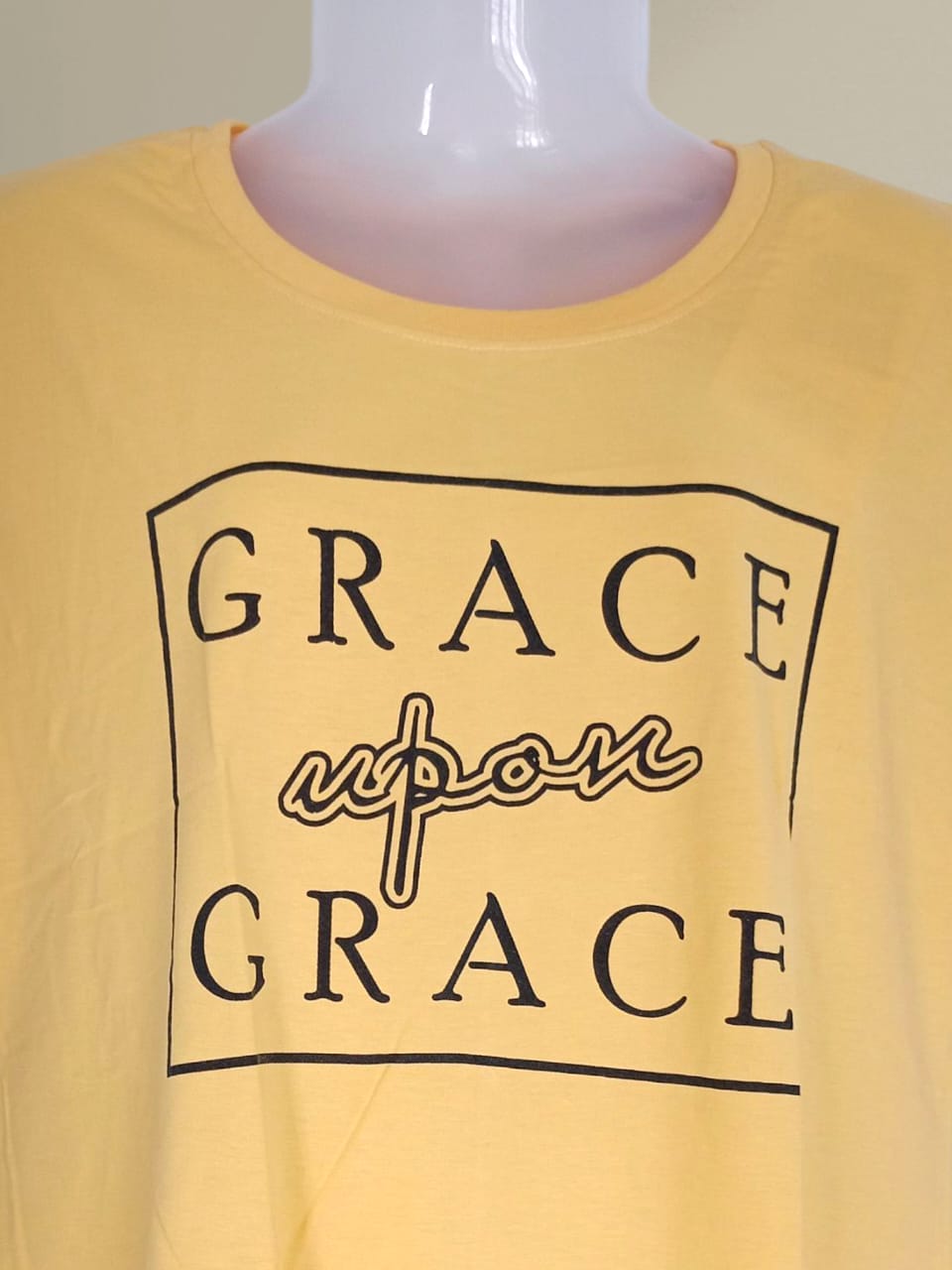 (XXL) Women's Yellow "Grace Upon Grace" Printed T-Shirt