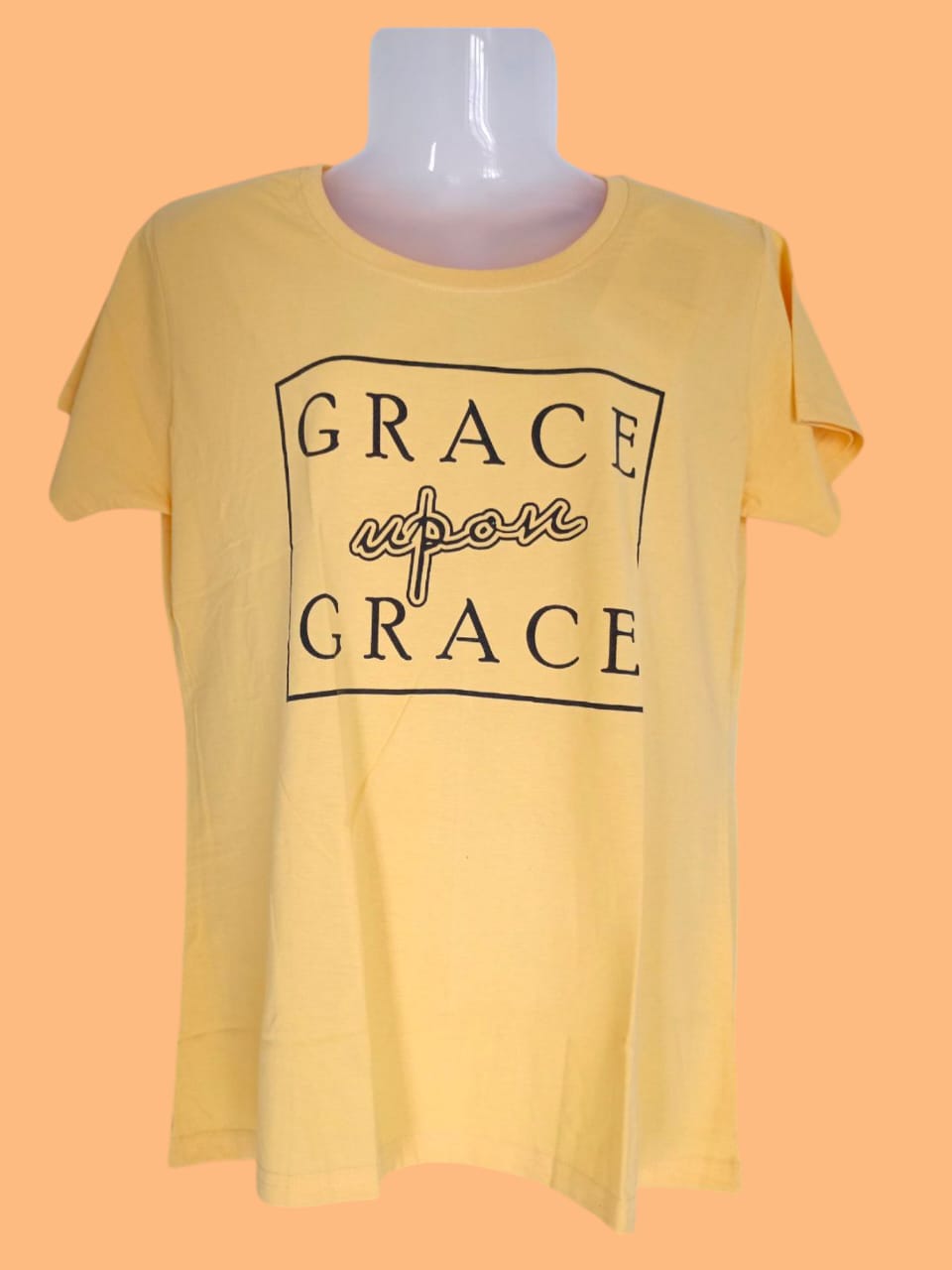 (XXL) Women's Yellow "Grace Upon Grace" Printed T-Shirt thumbnail