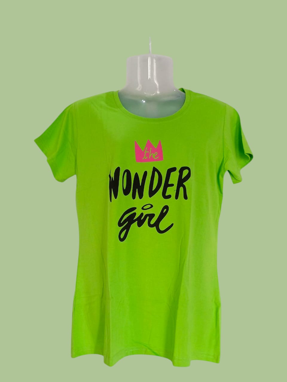 (XXL) Women's Neon Green "The Wonder Girl" Printed T-Shirt