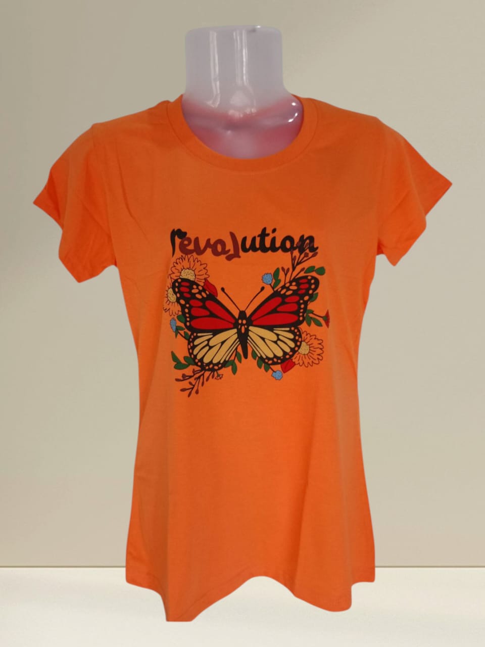 Women's Orange "Revolution Butterfly" Printed Cotton T-Shirt thumbnail
