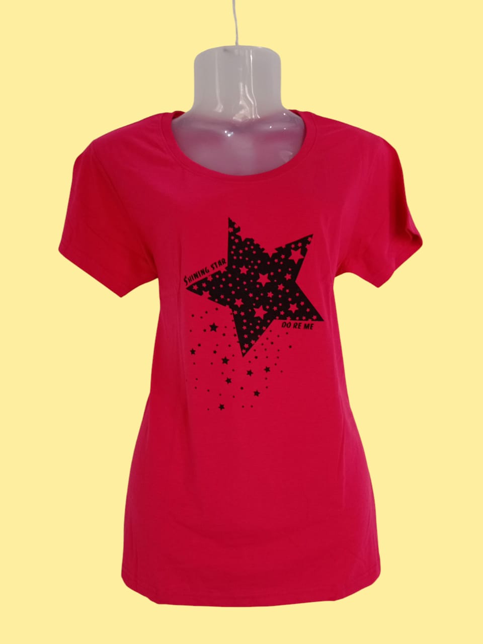 Women's Dark Pink "Shining Star – Do Re Me" Printed Cotton T-Shirt