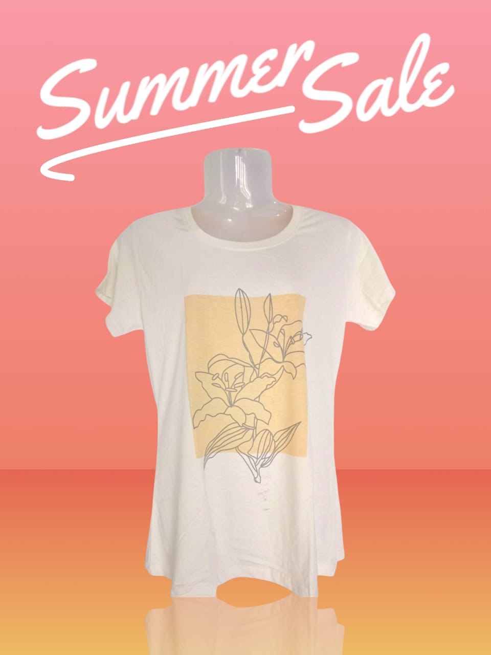 Women's White Floral Graphic Cotton T-Shirt
