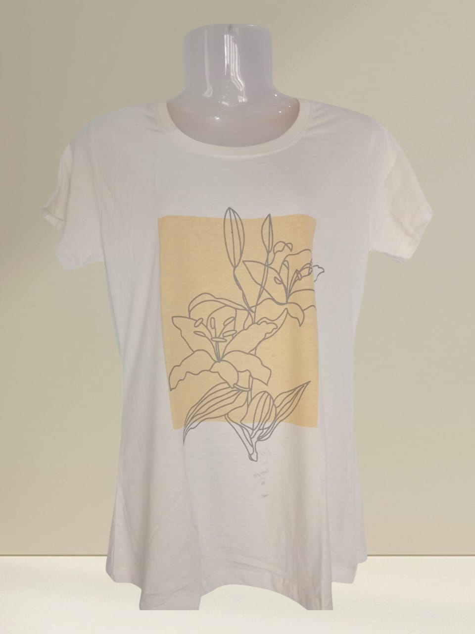 Women's White Floral Graphic Cotton T-Shirt