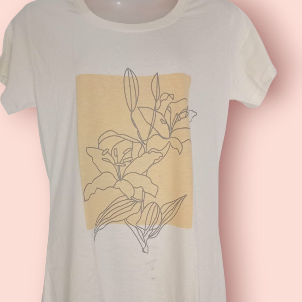 Women's White Floral Graphic Cotton T-Shirt thumbnail