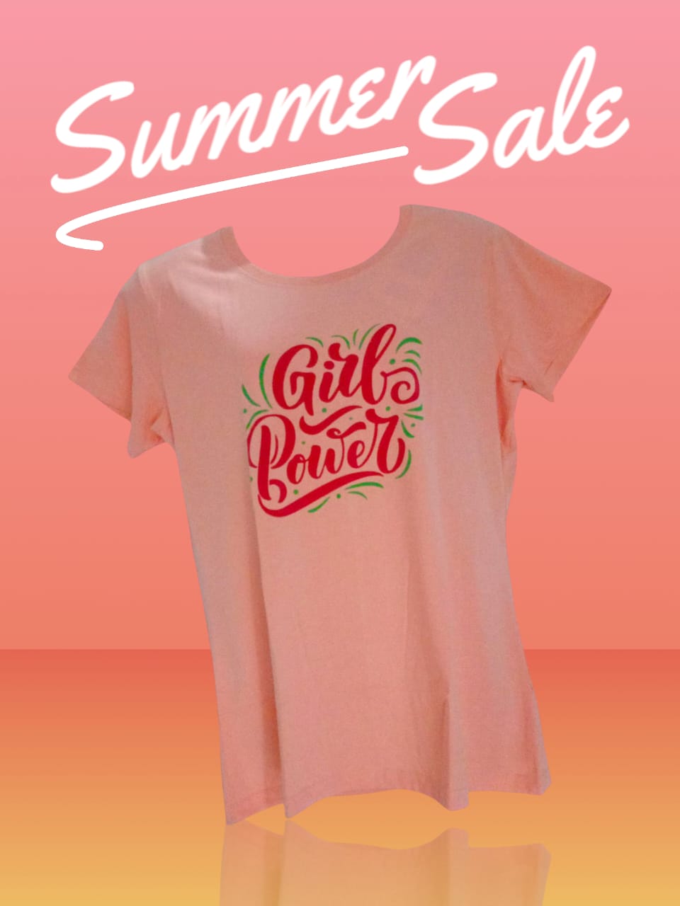 Women's Light Pink Cotton T-Shirt with "Girl Power" Typography Print
