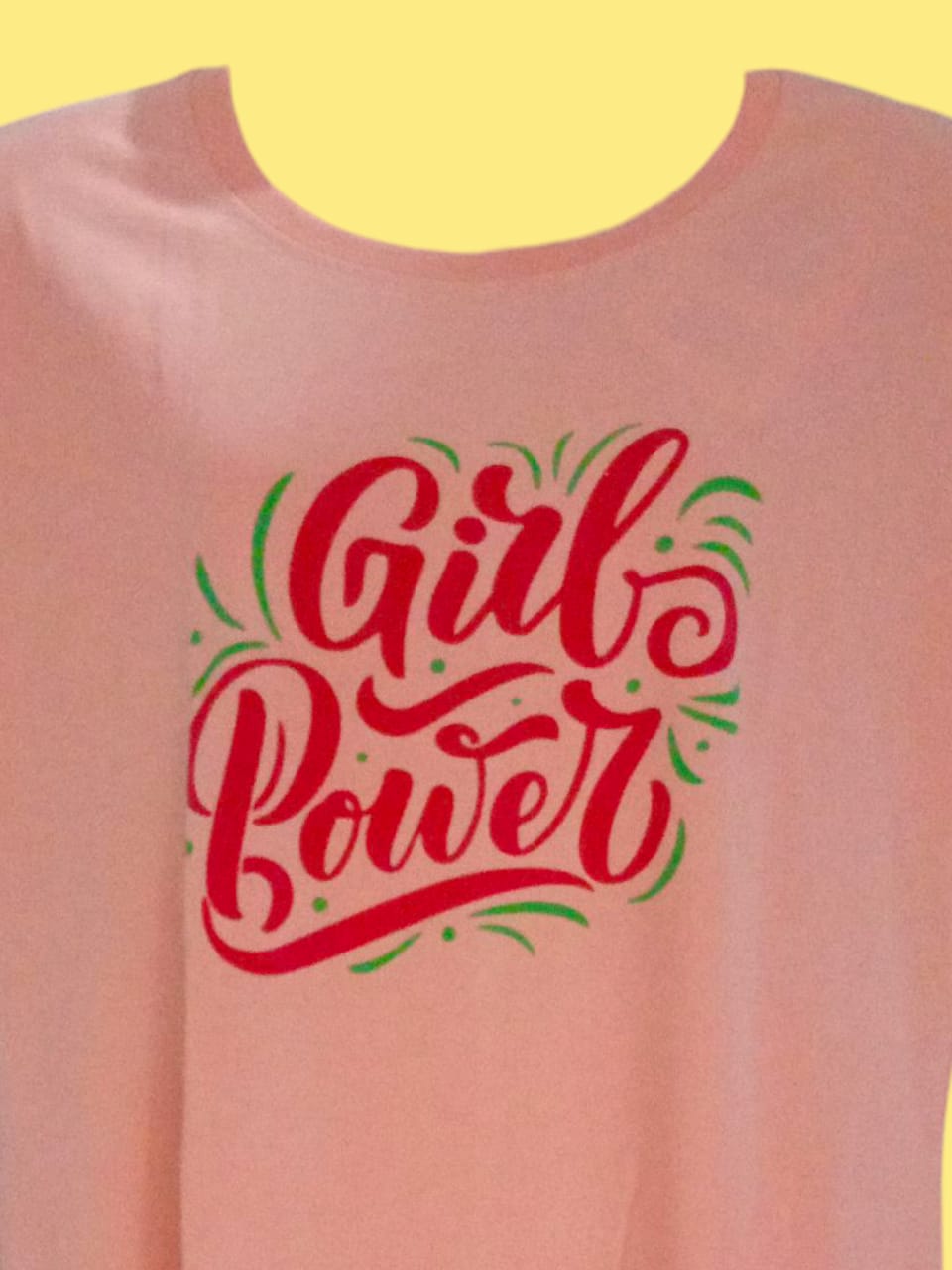 Women's Light Pink Cotton T-Shirt with "Girl Power" Typography Print