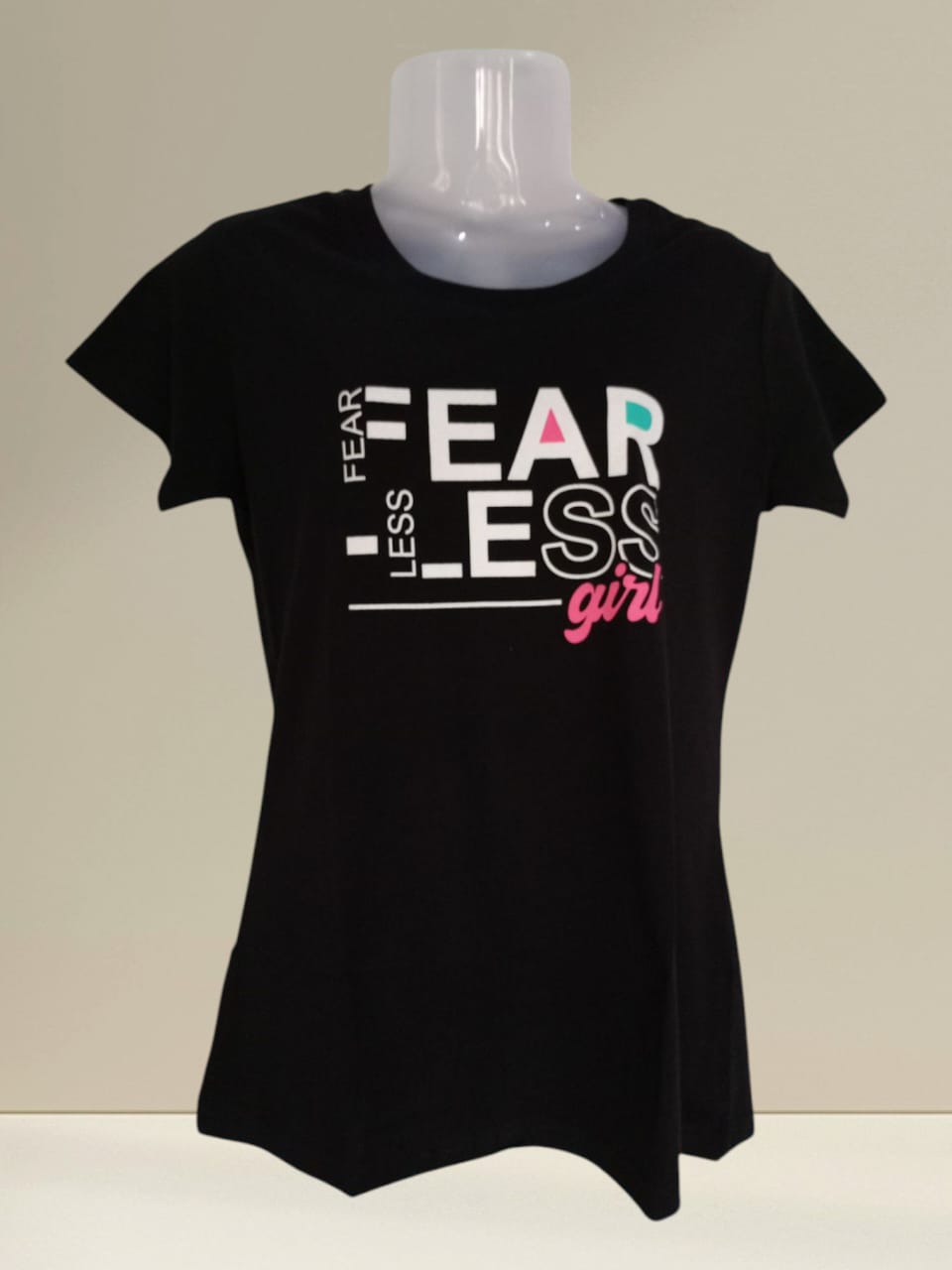 Women's Black Cotton T-Shirt – “Fearless Girl” Bold Graphic Print