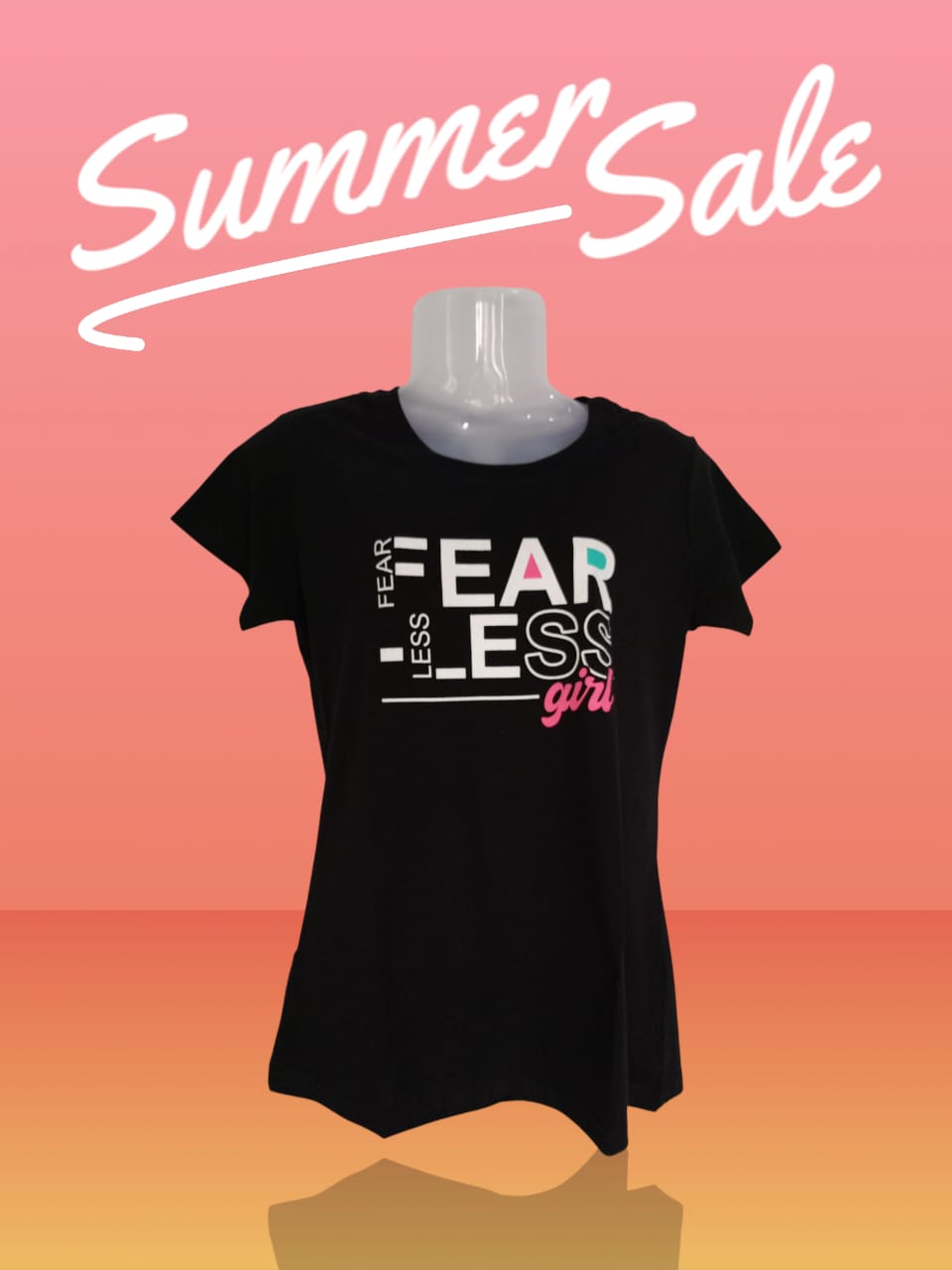 Women's Black Cotton T-Shirt – “Fearless Girl” Bold Graphic Print