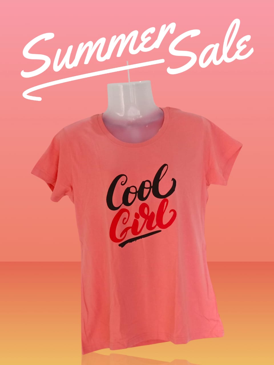 Women's Peach Cotton T-Shirt – “Cool Girl” Bold Slogan Tee